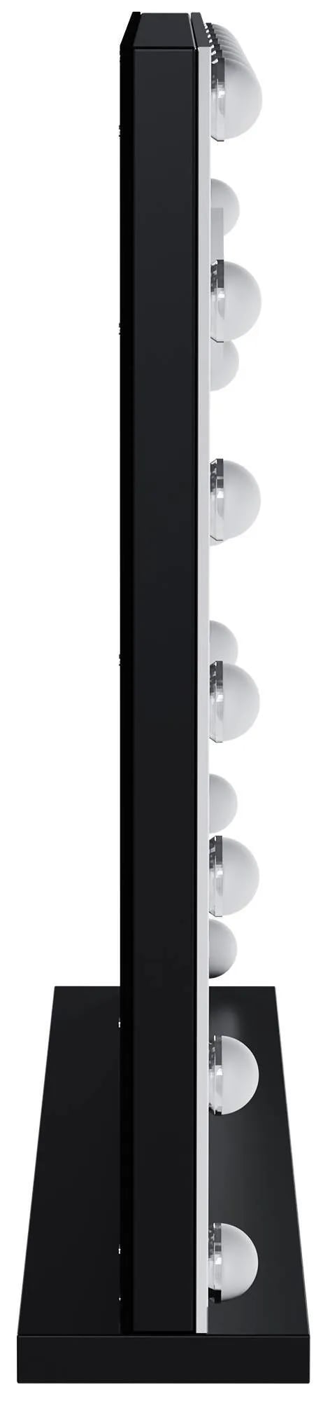 Norlina Meikkipeili 10x Suurennus, 20 LED-valoa, 3 Valotilaa, Himmennettävä, Bluetooth, USB-portit, Kosketusohjaus, Musta Metalli
