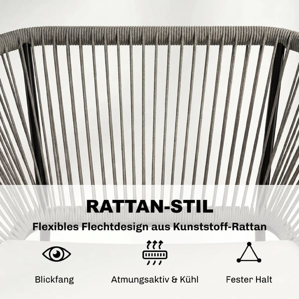 Outsunny 3-delt loungesæt til altan, PE-rattan, mørkegrå, 2 stole og sidebord