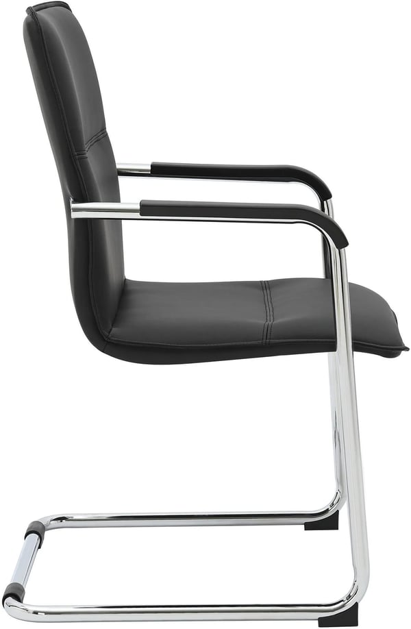 Sæt med 2 sorte cantilever-gæstestole i kunstlæder med krom-look metalben