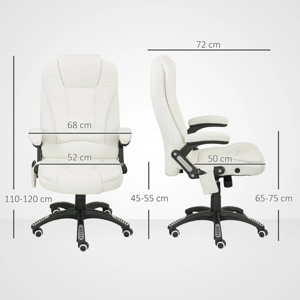 Vinsetto Kontorstol med Massage, Varme & Linnedlook - Cremefarvet