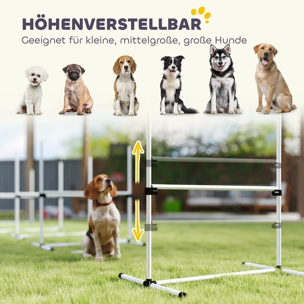 PawHut Agility EsteSarja Koira, 4 Tolppaa, Muovi, Valkoinen, 99x65x94cm