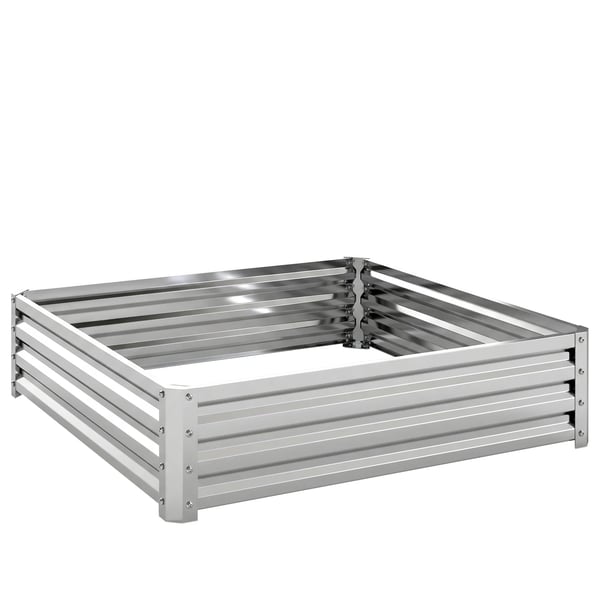 Outsunny Hjbed/Blomsterkasse til Slvga & Galvaniseret Stl, 120 x 120 x 30 cm