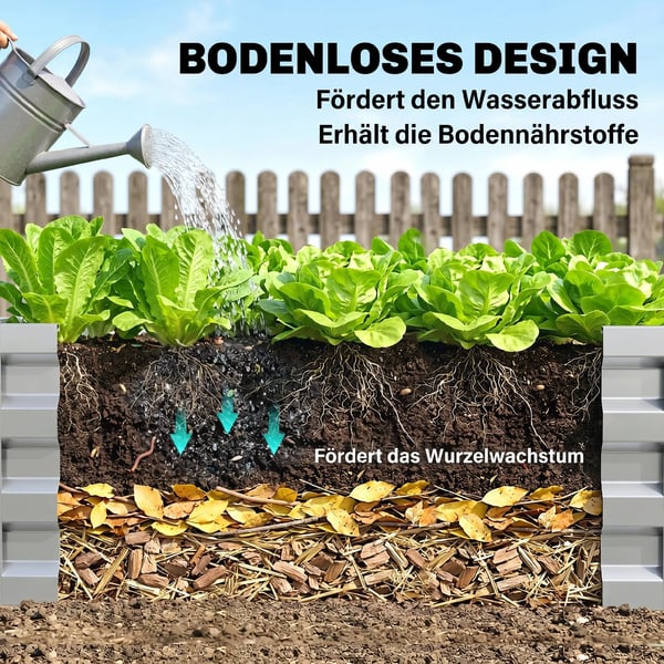 Outsunny Hjbed/Blomsterkasse til Slvga & Galvaniseret Stl, 120 x 120 x 30 cm