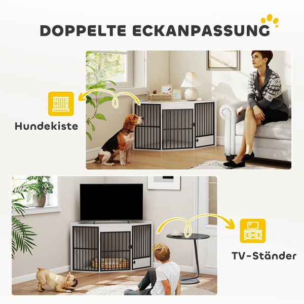 PawHut Hundehus Hjørne - Hvid MDF - Til små og mellemstore hunde