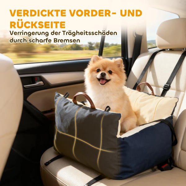 PawHut Sæde til Bil til Hunde, Marineblå Bomuld, Vaskbart Betræk, Op til 5 kg