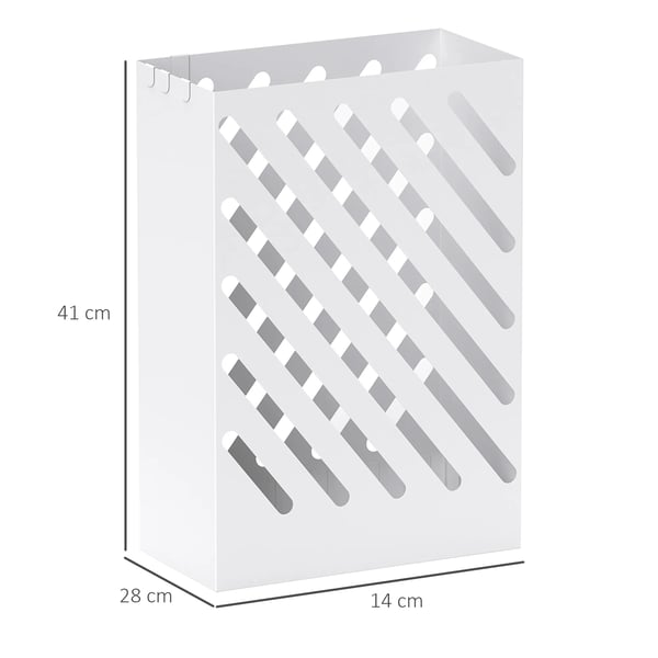 HOMCOM Paraplyholder i stål, hvid - 28 x 14 x 41 cm