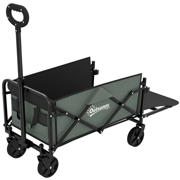 Outsunny Foldbar Havevogn 72L Polyester Grøn - Max 90 kg Kapacitet, Trillebør Transportvogn
