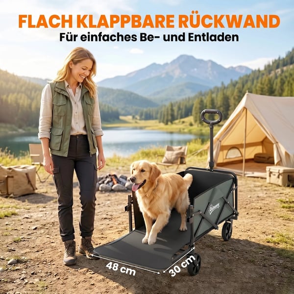 Outsunny Foldbar Havevogn 72L Polyester Grøn - Max 90 kg Kapacitet, Trillebør Transportvogn