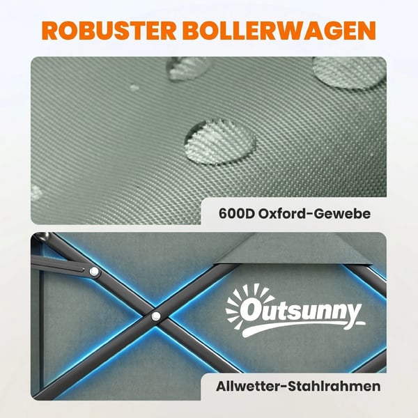 Outsunny Foldbar Havevogn 72L Polyester Grøn - Max 90 kg Kapacitet, Trillebør Transportvogn