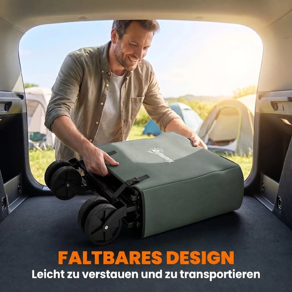 Outsunny Foldbar Havevogn 72L Polyester Grøn - Max 90 kg Kapacitet, Trillebør Transportvogn