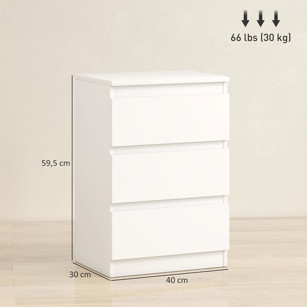 HOMCOM Sæt med 2 Natborde - Hvid, MDF, 40x30x59,5 cm