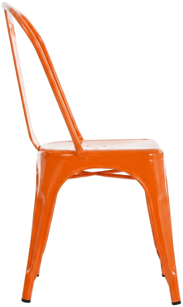 Sæt med 4 orange metal Benedikt-stole, stabelbare, industrielt design til spisestue, køkken, hjemmebar