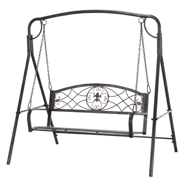 Outsunny havesving til 2 personer, Hollywood-sving, svingbænk, metal, bronze, 167 x 123 x 175 cm