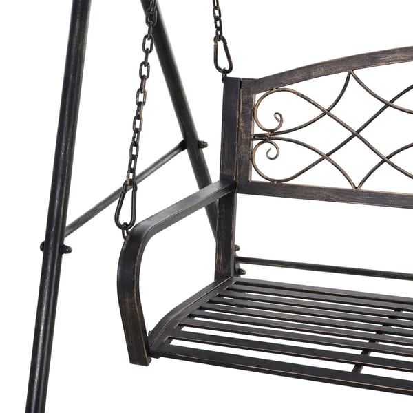 Outsunny havesving til 2 personer, Hollywood-sving, svingbænk, metal, bronze, 167 x 123 x 175 cm