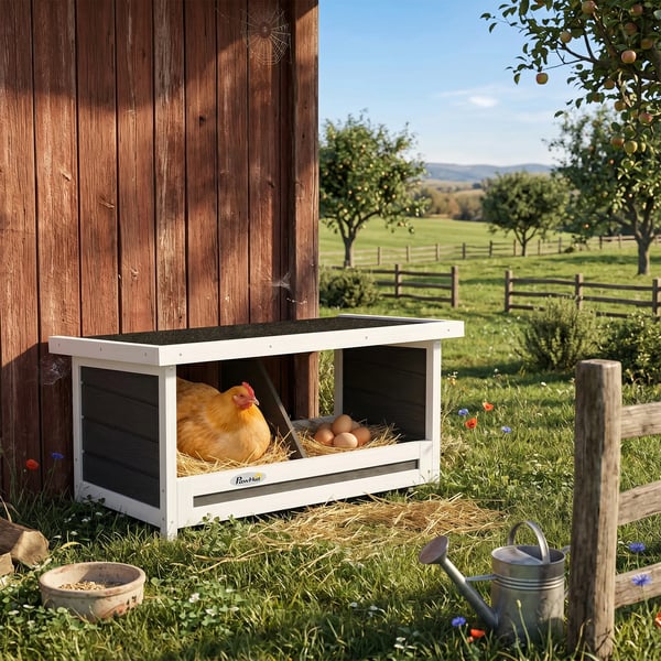 PawHut Redekasse af fyrretræ med asfalt tag, grå, 66 x 37 x 34 cm