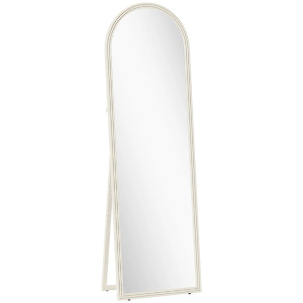 HOMCOM Helkropsspejl, 50x160 cm, Fritstående/Vægmonteret, Buet Ramme, Hvidt Plastik/Hærdet Glas