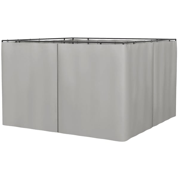 Outsunny 4 sidepaneler til 3x3 m pavillon med kroge sidevægge til havepavillon festtelt polyester lysegrå 302 x 205 cm