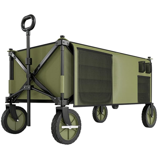 Outsunny Foldbar Transportvogn med 4 hjul - Grøn Polyester