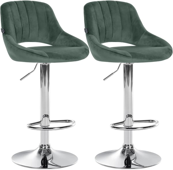 Milet Grön Sammet Barstol - Set om 2