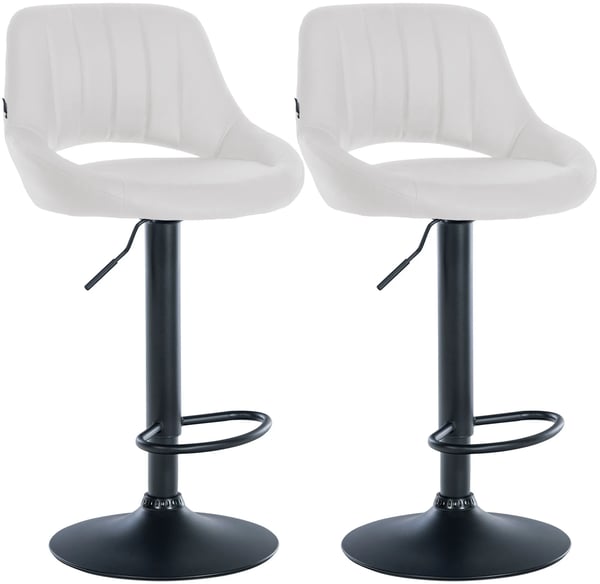 Set med 2 Milet Barstolar, Vit Konstläder, Justerbar Höjd, 360 Svängbar, Metallbas Set med 2 Milet Barstolar, Vit Konstläder, Justerbar Höjd, 360 Svängbar, Metallbas