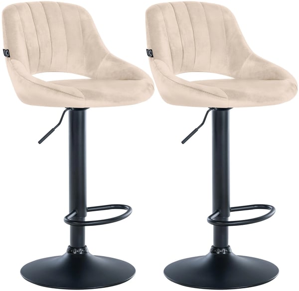 Set med 2 Milet barstolar i gräddfärgad sammet med justerbar höjd och snurrfunktion