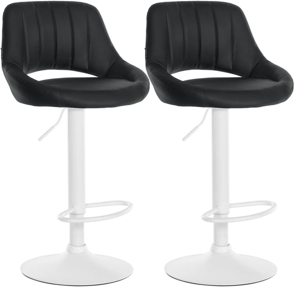 Set med 2 Milet svarta barstolar i konstläder med justerbar höjd och 360° svängfunktion