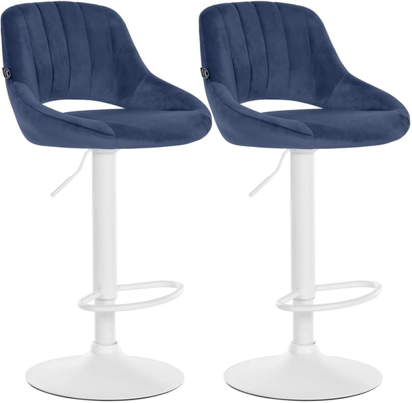 Set med 2 Milet Blå Barstolar i Sammet med Justerbar Höjd och Svängfunktion
