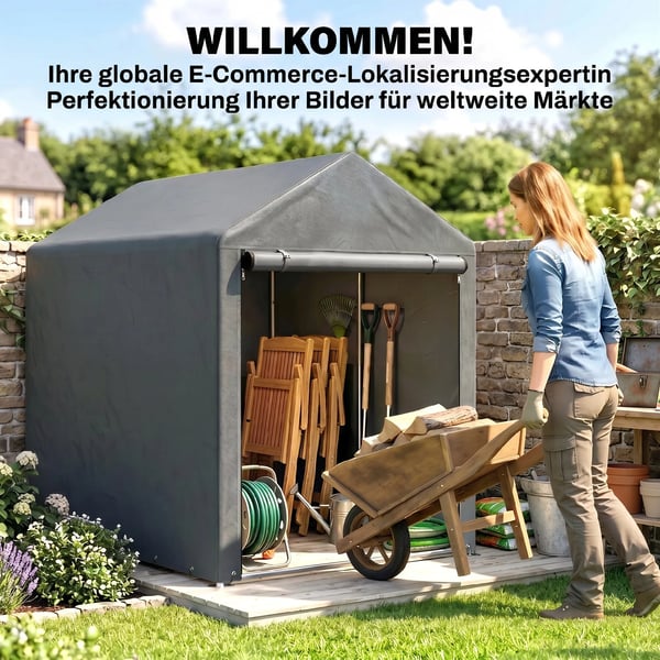 Outsunny Garage Telt, Mørkegrå, 1,2 x 1,79 x 1,65m Opbevaring Telt med UV-beskyttelse, Vandtæt Foliegarage til Motorcykel, Haveredskaber, Galvaniseret