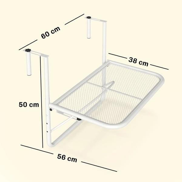 Outsunny altanhængbord havebord højdejusterbart firkantet terrasse metal hvid L60 x B56,5 x H45 cm