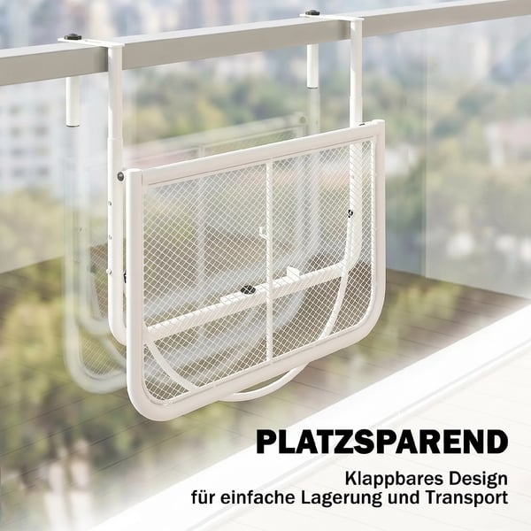 Outsunny altanhængbord havebord højdejusterbart firkantet terrasse metal hvid L60 x B56,5 x H45 cm