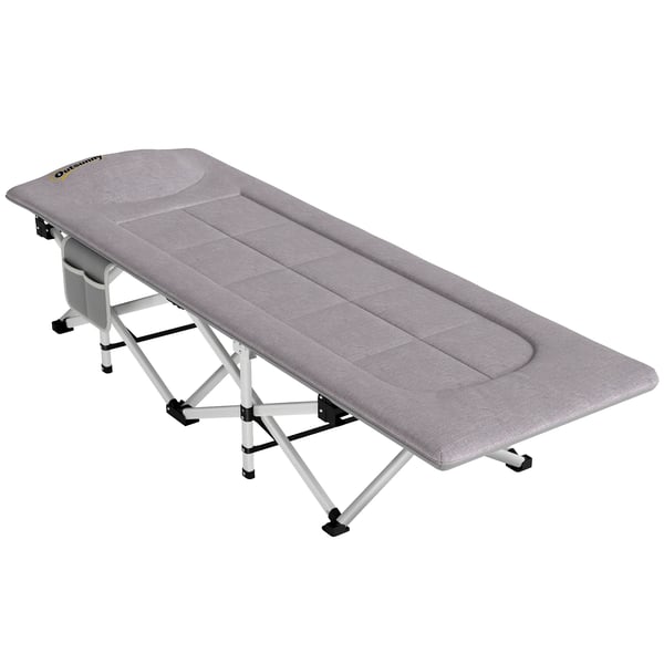 Outsunny Feldseng - Foldbar camping seng i stål og Oxford-polyester, grå, 200x65x42 cm, max 200 kg