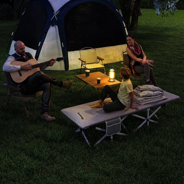 Outsunny Feldseng - Foldbar camping seng i stål og Oxford-polyester, grå, 200x65x42 cm, max 200 kg