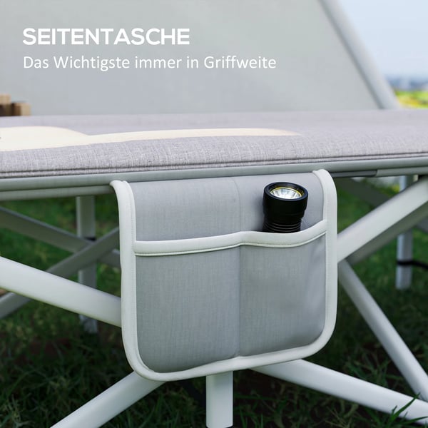 Outsunny Feldseng - Foldbar camping seng i stål og Oxford-polyester, grå, 200x65x42 cm, max 200 kg