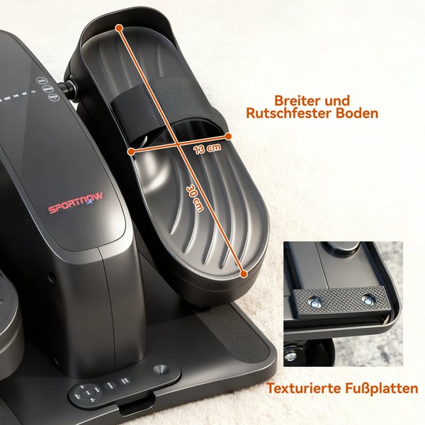 SPORTNOW Mini Crosstrainer, Sort ABS/Metal, 12 Hastigheder, LED, Fjernbetjening, Bærbar