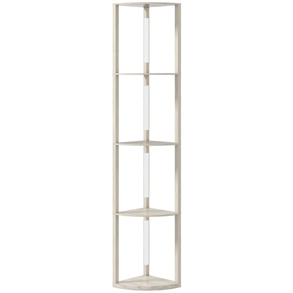 LED Gulvlampe med Hylde - Eg (41x30x164cm) - Dæmpbar Varmhvidt Lys