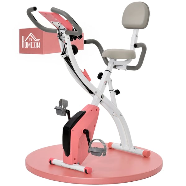 HOMCOM Kuntopyörä X-Bike 2-in-1 Kannettava Polkupyörä Kouluttaja LCD-näyttö Taittuva Kotiharjoittelu Polkupyörä 8 Tasolla Magneettinen Vastus Ja Kiris