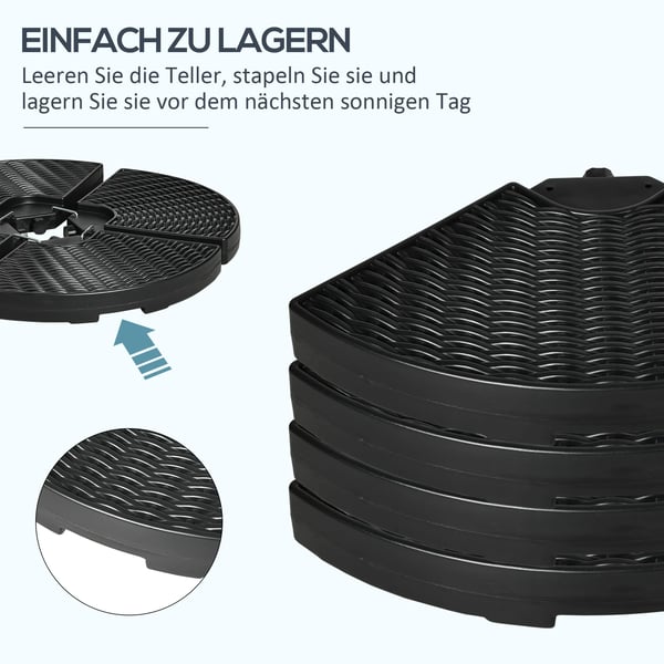 Parasolfod til hængeparasol, vejrbestandig, 52 kg vand/68 kg sand, HDPE, sort