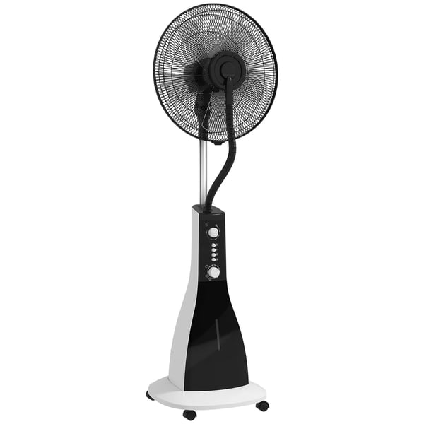 HOMCOM Golvfläkt med vatten, 90W fläkt med dimfunktion, 3 lägen, 3L vattentankskapacitet, timerfunktion, hjul, oscillerande, svart