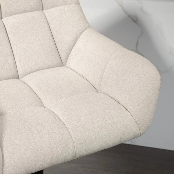 HOMCOM Barstole Sæt 2 stk. Justerbar Højde Kunstlæder Linnedlook Creme + Sort Retro Design