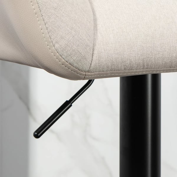 HOMCOM Barstole Sæt 2 stk. Justerbar Højde Kunstlæder Linnedlook Creme + Sort Retro Design