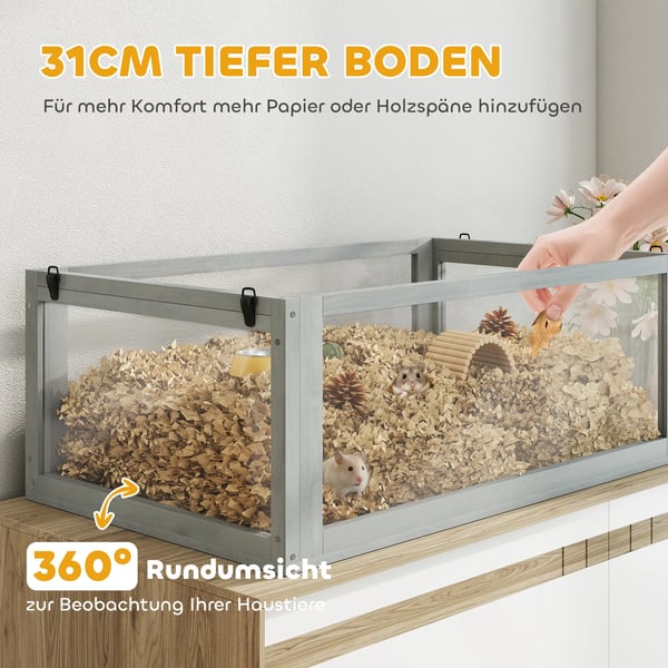 Hamsterinhäkki 80x50x76cm Vaaleanharmaa Akryyli