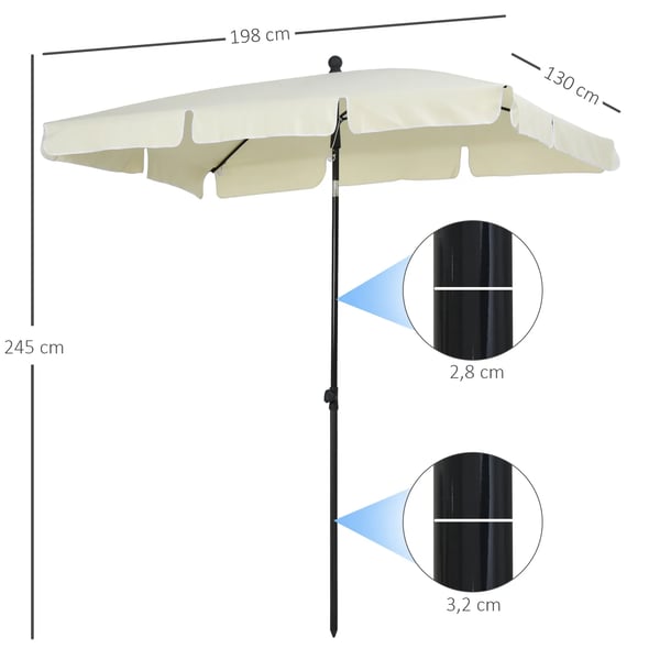 Outsunny Parasol UV-beskyttelse haveparasol knækbar, perfekt til altan & strand, cremefarvet & sort