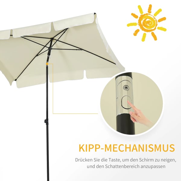 Outsunny Parasol UV-beskyttelse haveparasol knækbar, perfekt til altan & strand, cremefarvet & sort