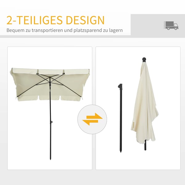 Outsunny Parasol UV-beskyttelse haveparasol knækbar, perfekt til altan & strand, cremefarvet & sort