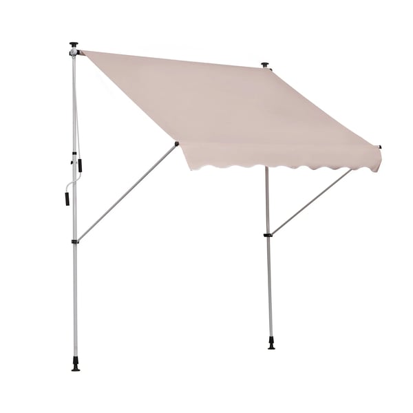 Outsunny Klämmarmarkis 200x150cm, Krämvit, Justerbar Höjd 1.7-2.8m, Aluminium/Stål/Polyester