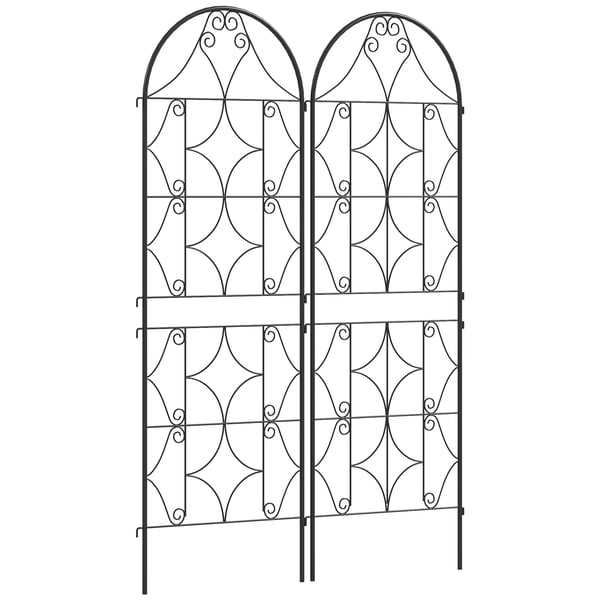 Outsunny Rosgaller i Metall 2-pack, Svart, 50x150 cm - Rostfritt och Elegant Spaljé för Klätterväxter