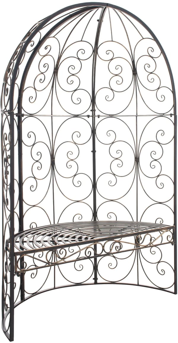 Rosie Halv Lusthus med Bänk - Brons Metall Trädgårdsspaljé Arbour - 178cm Höjd