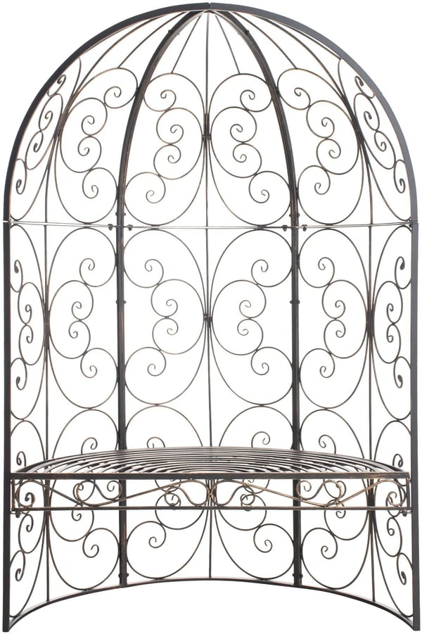 Rosie Halv Lusthus med Bänk - Brons Metall Trädgårdsspaljé Arbour - 178cm Höjd