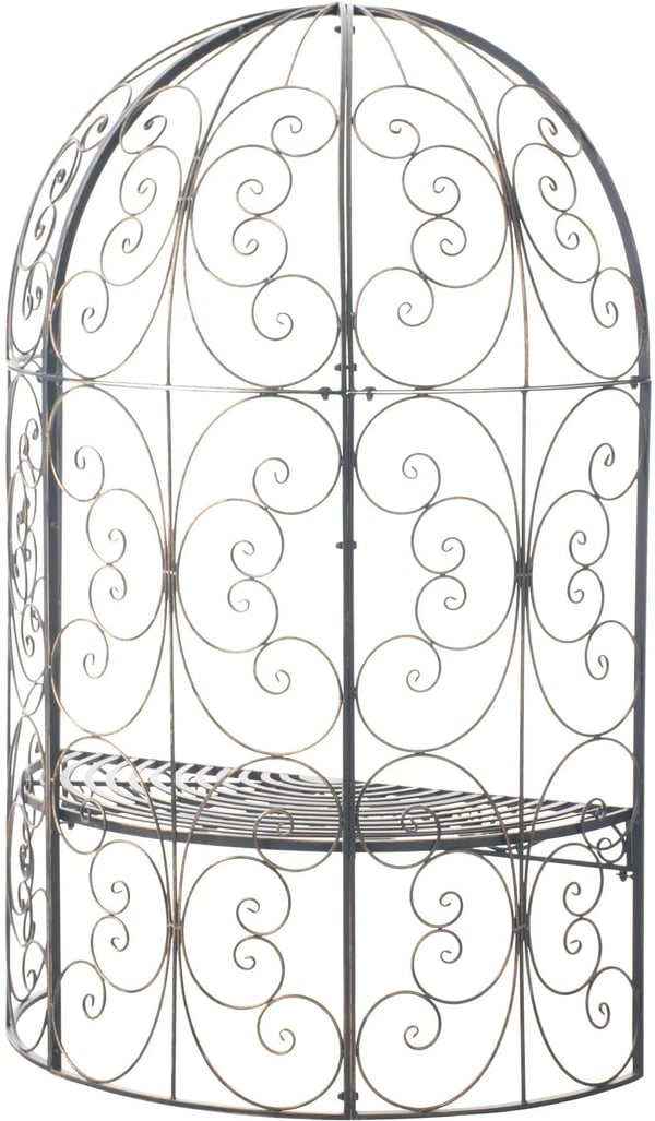 Rosie Halv Lusthus med Bänk - Brons Metall Trädgårdsspaljé Arbour - 178cm Höjd