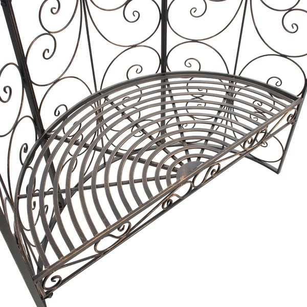 Rosie Halv Lusthus med Bänk - Brons Metall Trädgårdsspaljé Arbour - 178cm Höjd